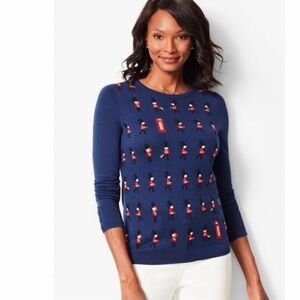 Talbots iconic British Palace guard and red phone booth sweater